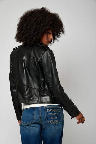 Veste en cuir Souk  - Noir