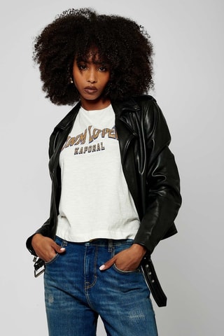 Veste en cuir Souk  - Noir