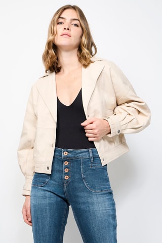 Veste en cuir d’agneau - Ecru