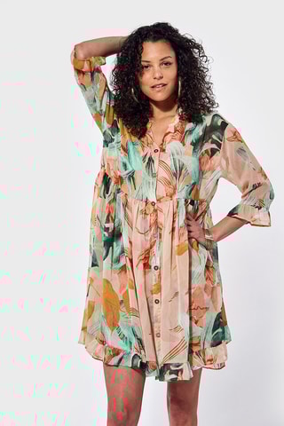 Robe chemise Jadis - Saumon et vert