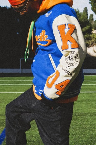 Blouson regular en cuir x MDLR - Bleu