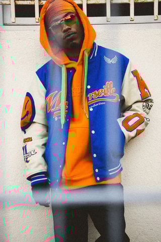 Blouson regular en cuir x MDLR - Bleu