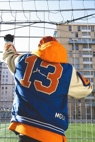 Blouson regular en cuir x MDLR - Bleu