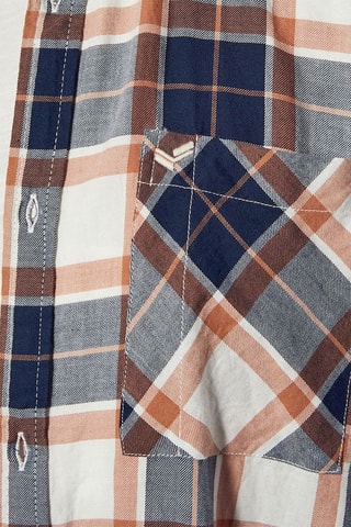 Chemise en coton biologique Tapis Bleu marine et camel