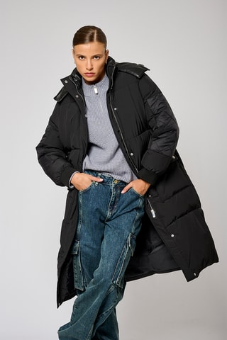 Doudoune regular à capuche - Noir