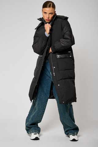 Doudoune regular à capuche - Noir