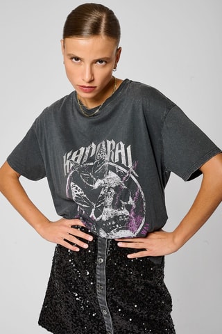 T-shirt oversize en coton biologique Skull - Gris foncé