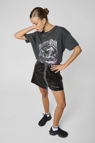 T-shirt oversize en coton biologique Skull - Gris foncé