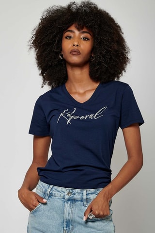 T-shirt en coton biologique Signe - Bleu marine