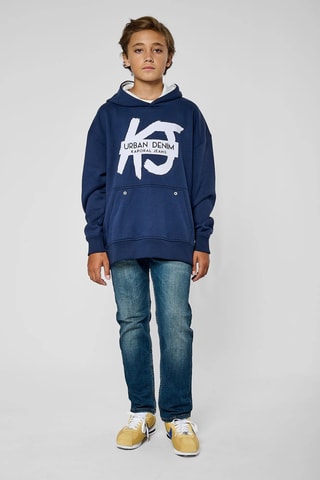 Sweat à capuche Mix  - Bleu marine