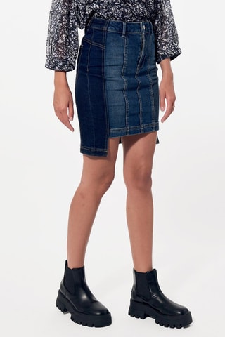 Jupe droite en jean Eve - Bleu marine