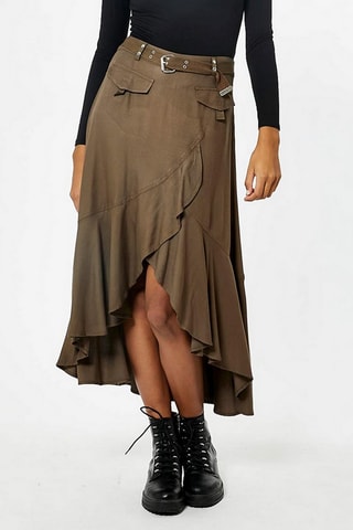 Jupe asymétrique taille haute Noop - Kaki