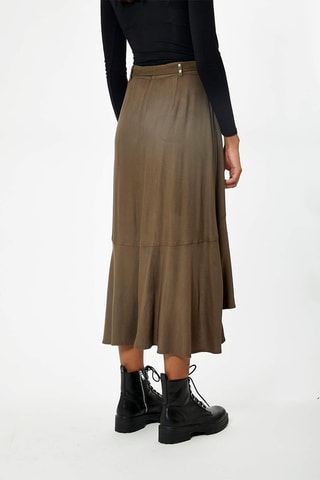 Jupe asymétrique taille haute Noop - Kaki