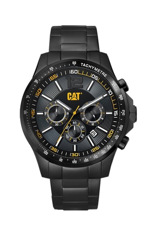 Orologio al quarzo in acciaio - Tachimetro e cronografo - Argentato