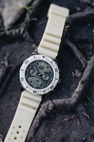 Orologio in silicone - GMT - Beige e kaki