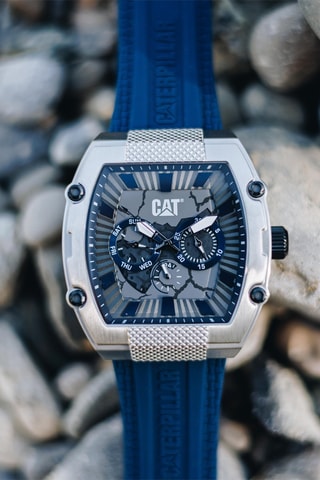 Orologio al quarzo in silicone - Navy e argentato