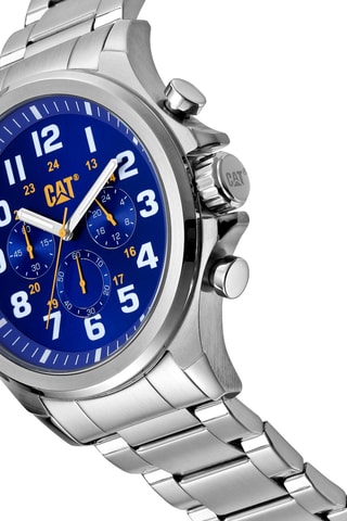 Orologio al quarzo in acciaio - Cronografo - Argentato e blu