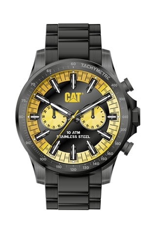 Orologio al quarzo in acciaio - Tachimetro - Nero e giallo