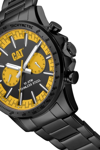 Orologio al quarzo in acciaio - Tachimetro - Nero e giallo