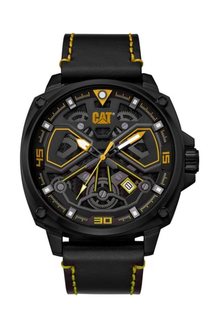 Orologio al quarzo in pelle - Nero e giallo