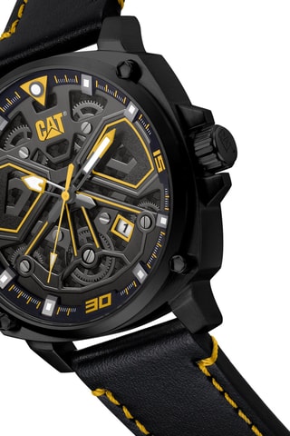 Orologio al quarzo in pelle - Nero e giallo