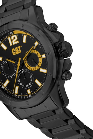 Orologio al quarzo in acciaio - Cronografo - Nero e giallo