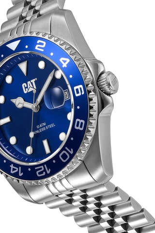 Orologio al quarzo in acciaio - Argentato e blu elettrico