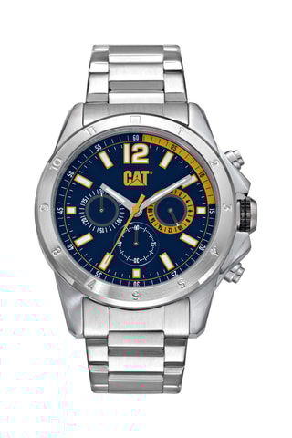 Orologio al quarzo in acciaio - Cronografo - Argentato e navy