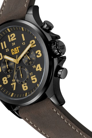 Orologio al quarzo in pelle - Cronografo - Marrone e nero