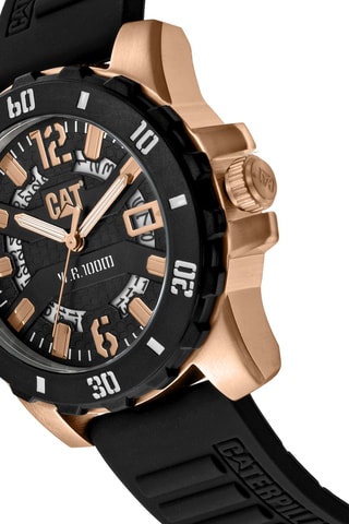 Orologio al quarzo in silicone - Nero e dorato rosa