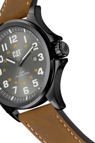 Orologio al quarzo in pelle - Marrone chiaro e antracite