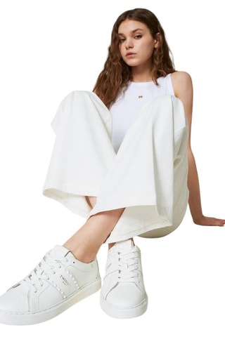 Zapatillas de piel de vaqueta - Blanco