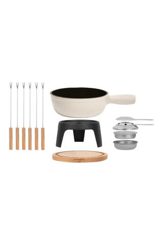 Kit de fondue de metal fundido esmaltado - 6 personas - 1,8 l