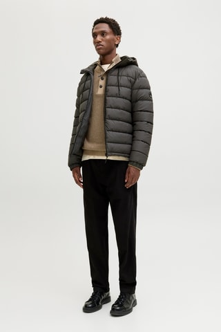 Gewatteerde Jas met Capuchon - Antraciet