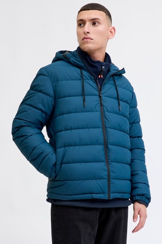 Gewatteerde Jas met Capuchon - Pauwblauw