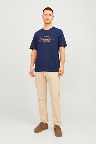 T-shirt - Marineblauw en Oranje