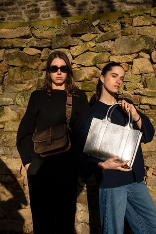 Sac à main en cuir Noma - Argenté