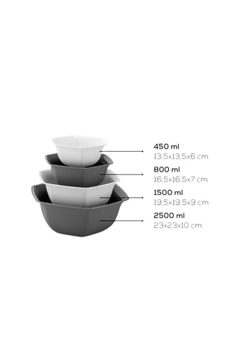 4 ciotole - 450, 800, 1500 e 2500 ml