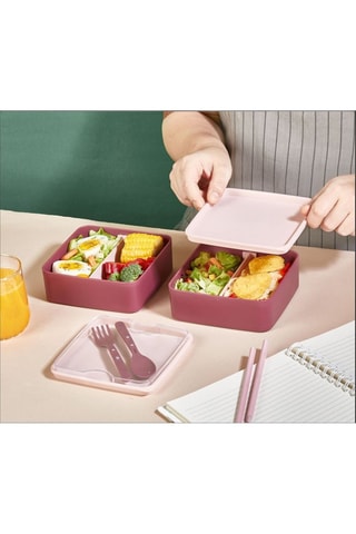2 lunch box in plastica senza BPA - 14 x 14 x 5 cm 