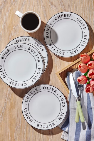 4 piatti piani in porcellana - 21 cm