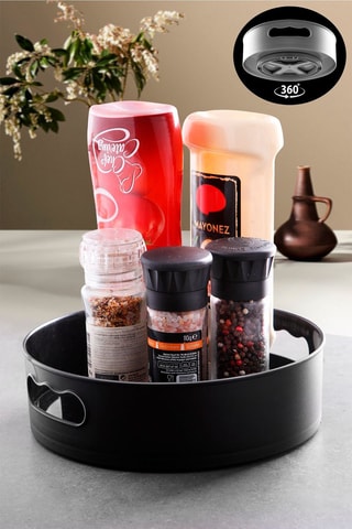 360° Roterend dienblad Zwart - 22 x 22 x 7 cm