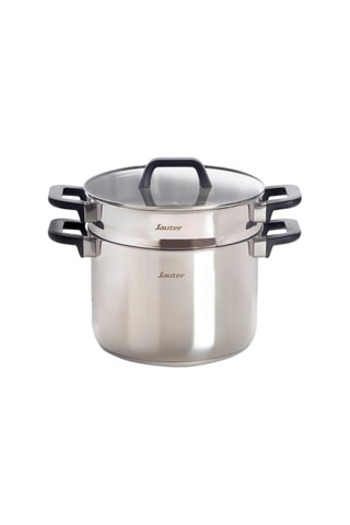 Pentola in acciaio inossidabile con coperchio e cestello scolapasta Qulinox - 24 cm