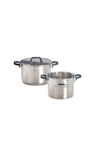 Pentola in acciaio inossidabile con coperchio e cestello scolapasta Qulinox - 24 cm