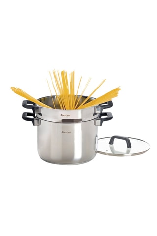 Pentola in acciaio inossidabile con coperchio e cestello scolapasta Qulinox - 24 cm