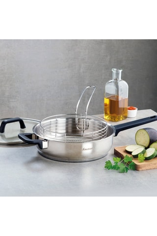 Padella fonda in acciaio inossidabile con coperchio Qulinox - 26 cm