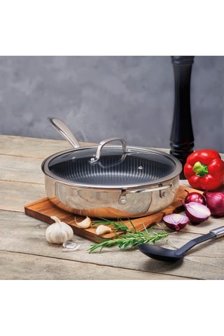 Padella fonda in acciaio inossidabile Multinox Pro con coperchio - 24 cm