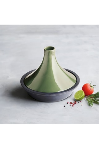 Pentola tajine in ghisa di acciaio con coperchio in ceramica 29 x 23,5 cm - 2,4 l