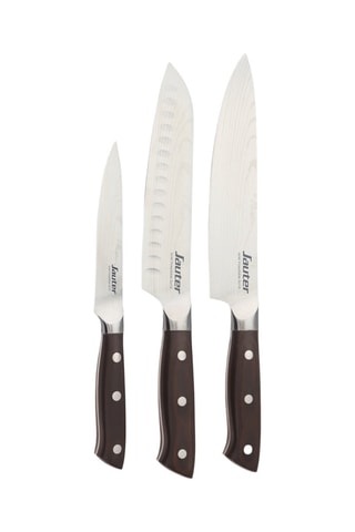 3 coltelli in acciaio inossidabile e legno
