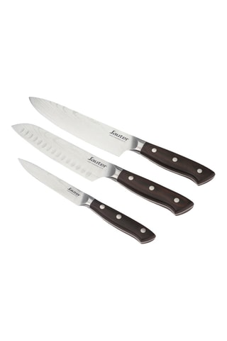 3 coltelli in acciaio inossidabile e legno