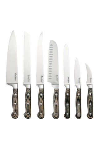 7 coltelli in acciaio inossidabile con manico in legno